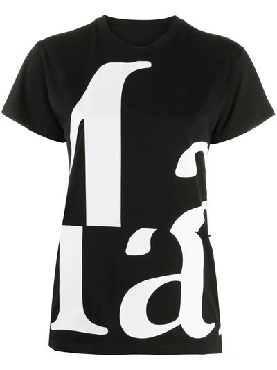 Maison Margiela Logo Print Cotton Jersey T-shirt In Black,white