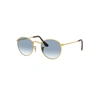 Ray Ban Round Metal @collection Sunglasses Gold Frame Blue Lenses 50-21 In Gold