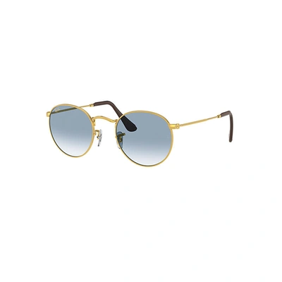 RAY BAN ROUND METAL @COLLECTION SONNENBRILLEN GOLD FASSUNG BLAU GLAS 50-21