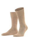Falke Cosy Black Wool-blend Socks In Camel