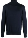 Brunello Cucinelli Knit Turtleneck Sweater Ribbed Cuffs In Blue