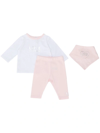 Givenchy Babies' Three-piece Graphic Logo Set In 粉色