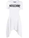 MOSCHINO logo print asymmetric-hem dress