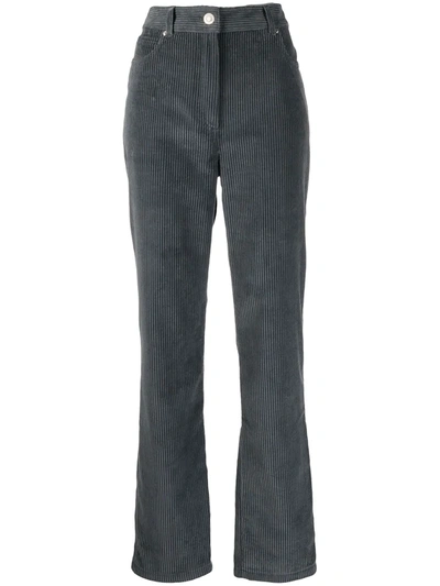 Kenzo Corduroy High-waisted Trousers In Grey