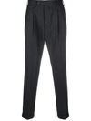 LARDINI PINSTRIPE WOVEN SLIM TROUSERS