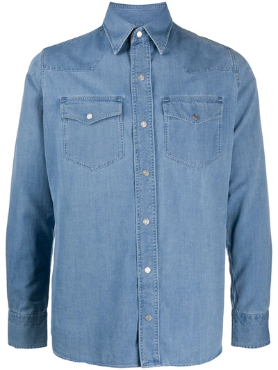 Tom Ford Denim Western Style Shirt In Blue
