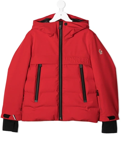 Moncler Kids' Padded Zipped Jacket In Red