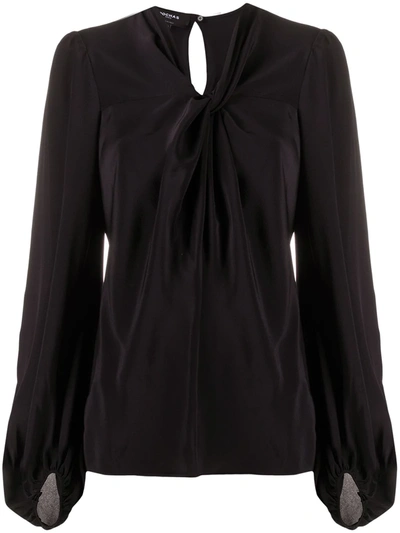 Rochas Puff-sleeve Silk Top In Black
