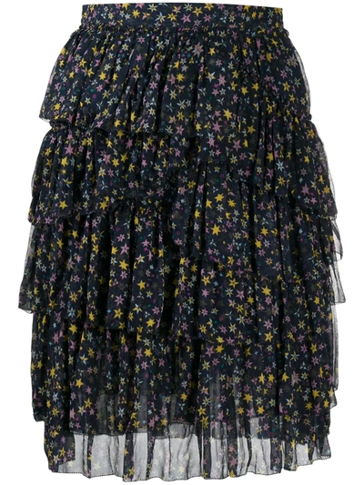 Zadig & Voltaire Star Print Ruffled Skirt In Blue