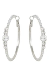 Ettika Crystal Embellished Hoop Earrings In Silver