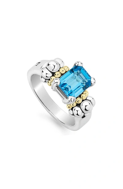 Lagos Glacier 9x7mm Gemstone Two-tone Ring In Blue
