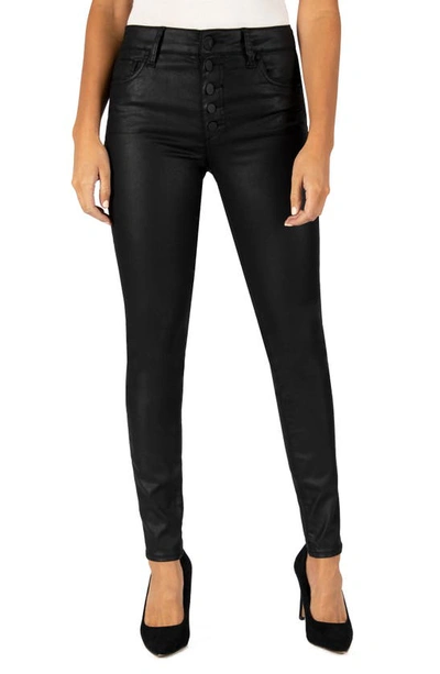 Kut From The Kloth Mia High Waist Coated Skinny Jeans In Black