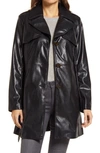 Sam Edelman Faux Leather Belted Trench Coat In Black