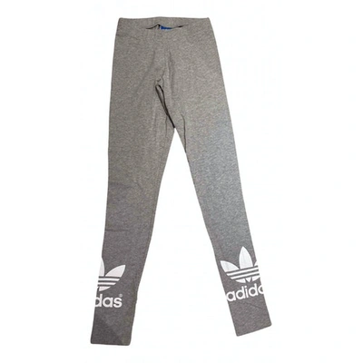 Pre-owned Adidas Originals Grey Cotton Trousers