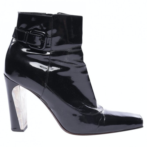 Pre-Owned Louis Vuitton Black Leather Ankle Boots | ModeSens