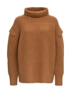 LOULOU STUDIO JUMPER WITH FUNNEL NECK AND DROPPED SHOULDERS,PARATACAMEL