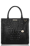 Brahmin Small Caroline Melbourne Embossed Leather Satchel In Black