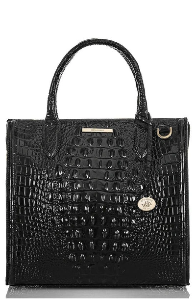 Brahmin Small Caroline Melbourne Embossed Leather Satchel In Black