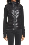 Moncler Hooded Down Front Fleece Jacket In 999 Black