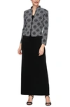 ALEX EVENINGS COLUMN GOWN WITH MANDARIN COLLAR JACKET,8127567