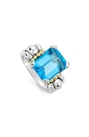 Lagos Sterling Silver & 18k Yellow Gold Glacier Blue Topaz Ring In Swiss Blue Topaz