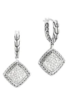 John Hardy Sterling Silver Classic Chain Diamond Pave Drop Earrings In Diamond/ Silver