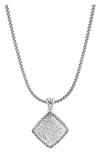 JOHN HARDY CLASSIC CHAIN SILVER DIAMOND PAVE SQUARE PENDANT NECKLACE,NBP9003492DIX18-20