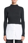 Theory 'mirzi' Rib Knit Merino Wool Sweater In Charcoal