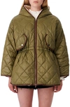 MAJE REVERSIBLE QUILTED & FAUX SHEARLING JACKET,MFPOU00505