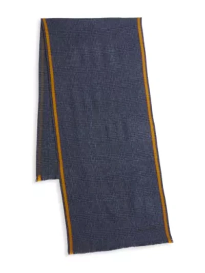 Kiton Glen Plaid Wool Scarf In Blue