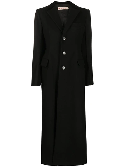 Marni Spread-collar Button-fastening Coat In Blue