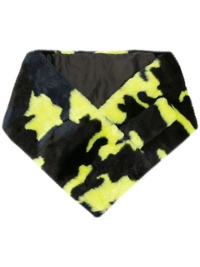 Apparis Anjali Camouflage Faux-fur Scarf In Yellow