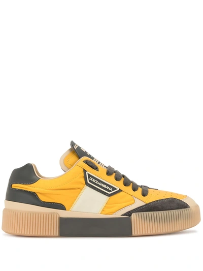 Dolce & Gabbana Miami Sneakers In Mixed Material In Yellow