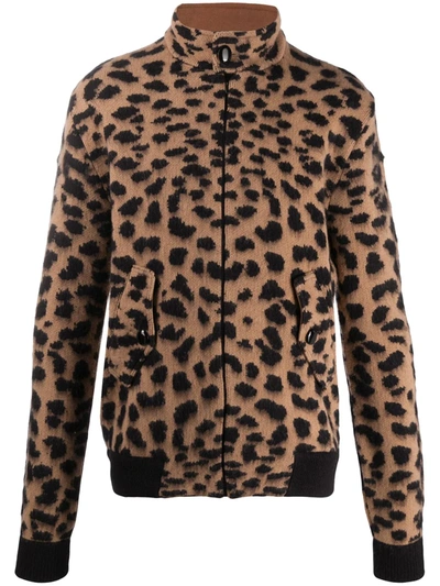 Laneus Leopard Print Knit Jacket In Brown