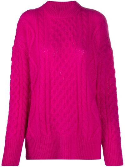 Laneus Loose Fit Cable Knit Jumper In Pink