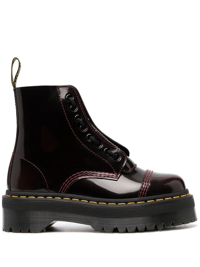Dr. Martens Gloss Lace-up Ankle Boots In Red