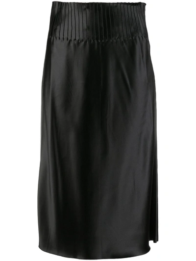 Bevza Pleated Waist Pencil Skirt In Black