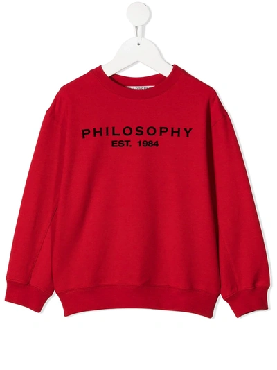 Philosophy Di Lorenzo Serafini Kids' Micro Logo Sweatshirt In Red