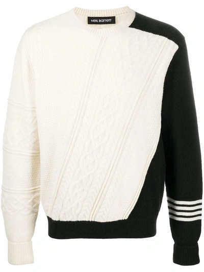 Neil Barrett Contrast Sleeve Multi-knit Jumper In Black