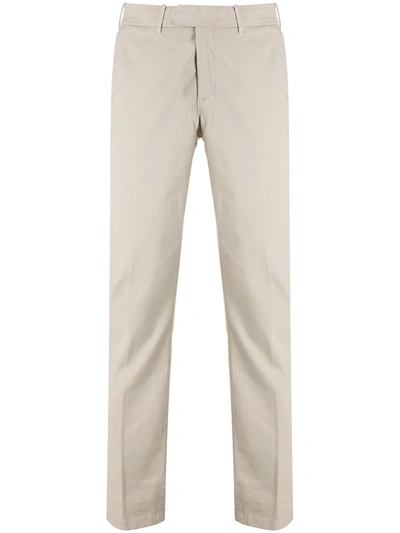 Eleventy Cotton Straight-leg Trousers In Neutrals