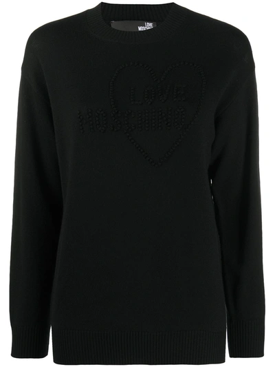 Love Moschino Textured Logo Jumper In Black