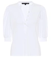 Veronica Beard Coralee Poplin And Ribbed Stretch Pima Cotton-jersey Top In White