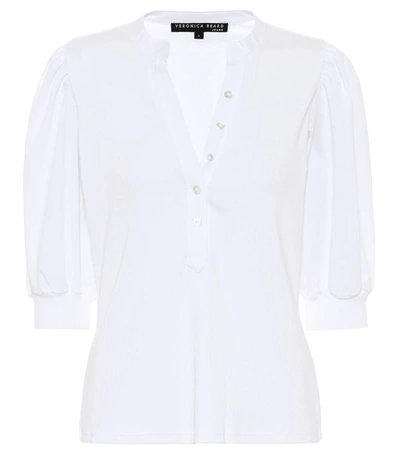 Veronica Beard Coralee Poplin And Ribbed Stretch Pima Cotton-jersey Top In White