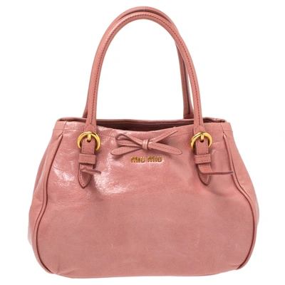 Pre-owned Miu Miu Pink Leather Bow Shoulder Bag