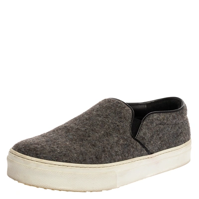Pre-owned Celine Grey/black Wool Slip On Sneakers Size 39