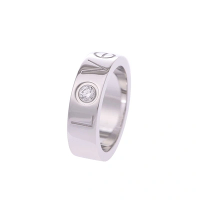 Pre-owned Cartier Love 18k White Gold Diamond Ring Size 48