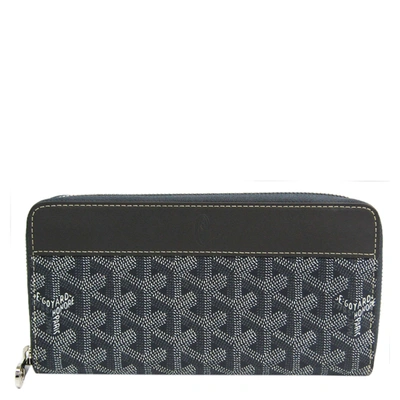 Pre-owned Goyard Line Coated Canvas Matignon Wallet In Grey