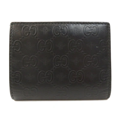Pre-owned Gucci Ssima Leather Bifold Wallet In Black