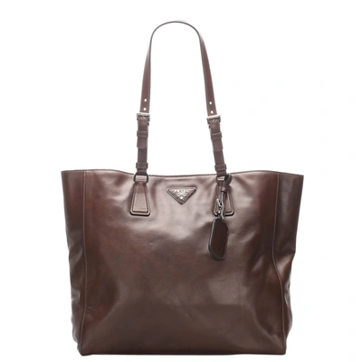 Pre-owned Prada Brown Soft Calf Leather Tote Bag