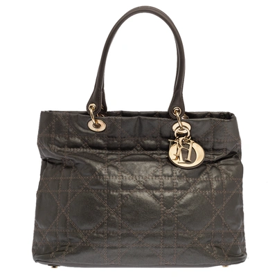 Pre-owned Dior Metallic Cannage Quilted Leather Soft Tote